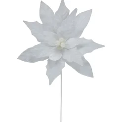 Online 24" Winter White Glittered Poinsettia Christmas Stem Spray Sprays, Picks & Branches