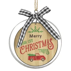 Discount 4" Wood "Merry Christmas Fresh Cut Trees" Ornament Transportation