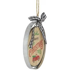 Discount 4" Wood "Merry Christmas Fresh Cut Trees" Ornament Transportation