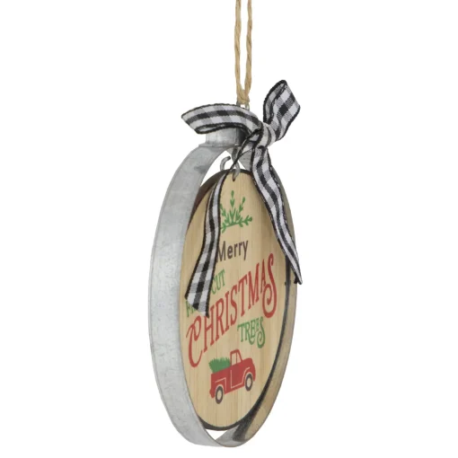 Discount 4" Wood "Merry Christmas Fresh Cut Trees" Ornament Transportation