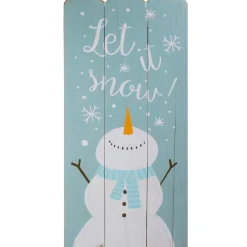 Sale 24" Wooden 'Let It Snow' Snowman Hanging Christmas Wall Sign Wall