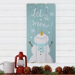 Sale 24" Wooden 'Let It Snow' Snowman Hanging Christmas Wall Sign Wall