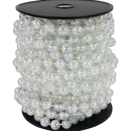 Online 33' x .5" Clear Iridescent Beaded Artificial Christmas Garland, Unlit Beaded