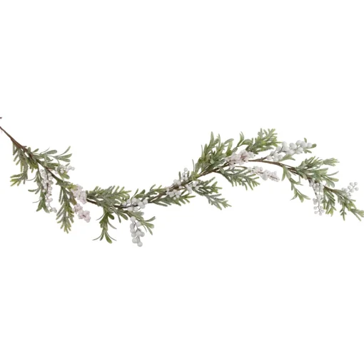 5' x 7" Artificial Christmas Garland with Frosted Foliage and Berries, Unlit Unlit