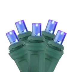 Sale 4' x 6' Blue LED Wide Angle Christmas Net Lights, Green Wire Net Lights