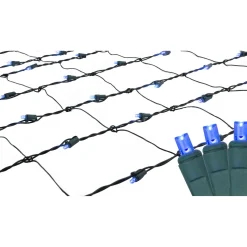Sale 4' x 6' Blue LED Wide Angle Christmas Net Lights, Green Wire Net Lights
