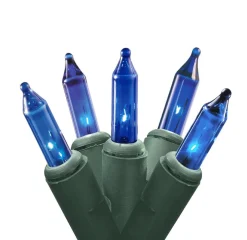 Sale 4' x 6' Blue Mini Net Style Christmas Lights, Green Wire Net Lights