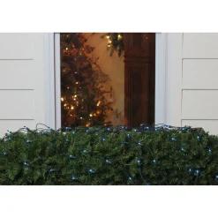 Sale 4' x 6' Blue Mini Net Style Christmas Lights, Green Wire Net Lights