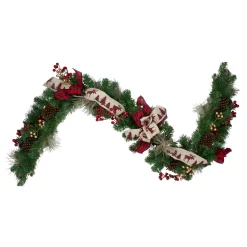 Online 6' x 12" Bows and Berries Artificial Christmas Garland - Unlit Pre Decorated