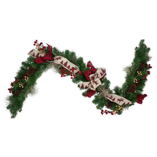 Online 6' x 12" Bows and Berries Artificial Christmas Garland - Unlit Pre Decorated