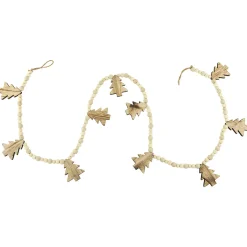 New 6' x 3" Christmas Trees and Beads Wooden Garland Unlit