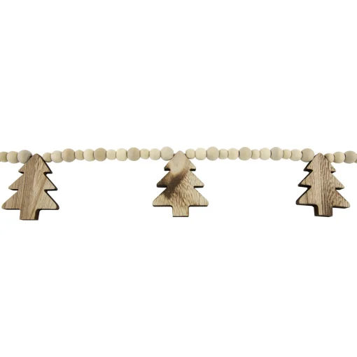 New 6' x 3" Christmas Trees and Beads Wooden Garland Unlit