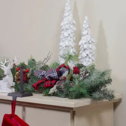 Sale 6' x 12" Dual Plaid and Berries Artificial Christmas Garland - Unlit Pre Decorated