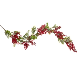 Outlet 5' x 8" Frosted Pine and Red Berry Christmas Garland - Unlit Unlit