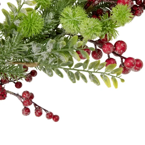 Best 5' x 8" Frosted Red Berry and Pine Artificial Christmas Garland, Unlit Unlit