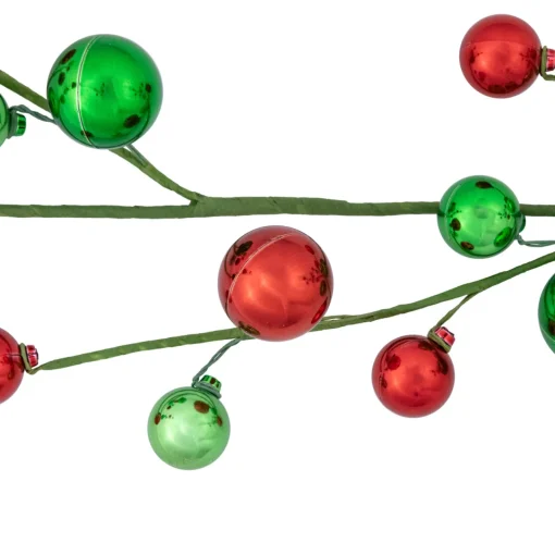 Outlet 4' x 6" Green and Red Ball Ornament Christmas Garland, Unlit Pre Decorated