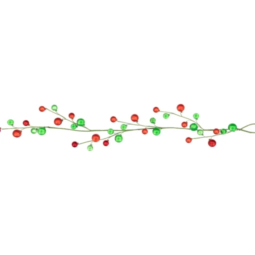 Outlet 4' x 6" Green and Red Ball Ornament Christmas Garland, Unlit Pre Decorated