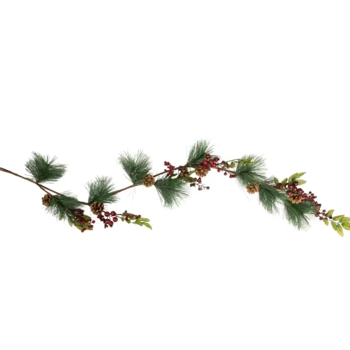 Online 4.5' x 5.5" Green and Red Snow Dusted Artificial Christmas Garland - Unlit Unlit