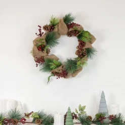 Online 4.5' x 5.5" Green and Red Snow Dusted Artificial Christmas Garland - Unlit Unlit