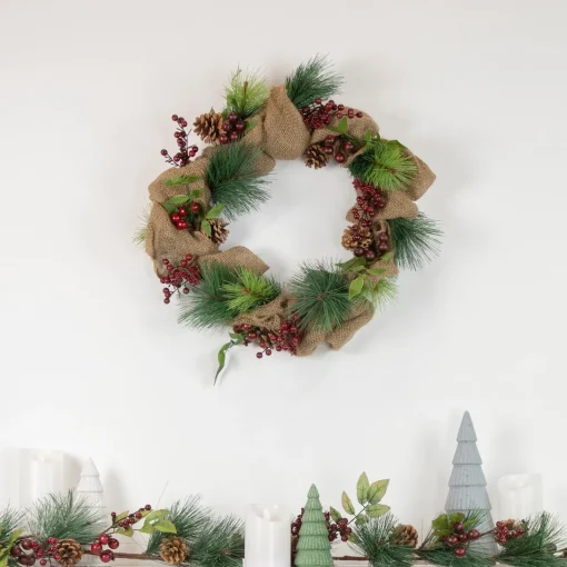 Online 4.5' x 5.5" Green and Red Snow Dusted Artificial Christmas Garland - Unlit Unlit