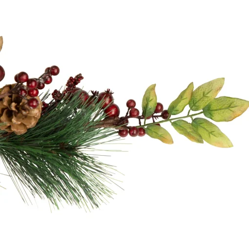 Online 4.5' x 5.5" Green and Red Snow Dusted Artificial Christmas Garland - Unlit Unlit