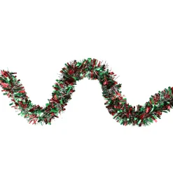 12' x 4" Green and Red Tinsel Artificial Christmas Garland - Unlit Colorful