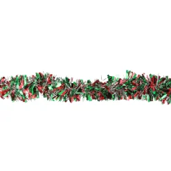 12' x 4" Green and Red Tinsel Artificial Christmas Garland - Unlit Colorful