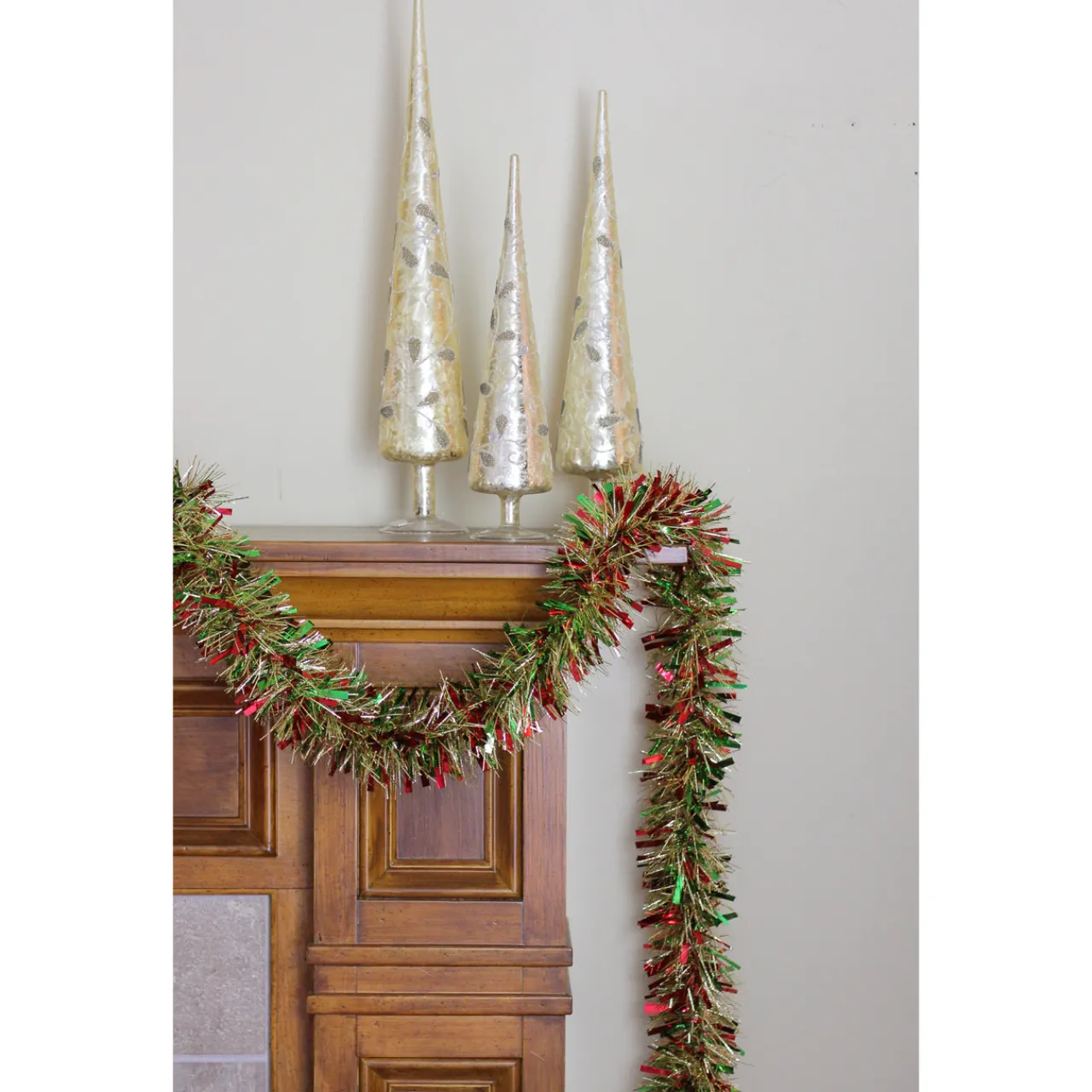 Discount 12' x 4" Metallic Gold, Red and Green Wide Cut Tinsel Christmas Garland - Unlit Colorful