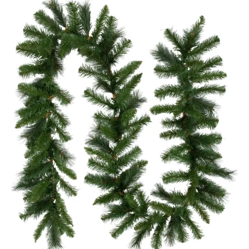 Online 9' x 12" Mixed Green Beaver Pine Artificial Christmas Garland, Unlit Unlit