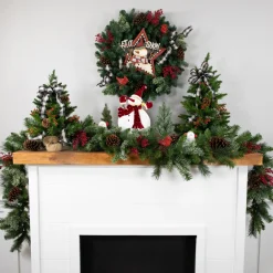 Online 9' x 12" Mixed Green Beaver Pine Artificial Christmas Garland, Unlit Unlit