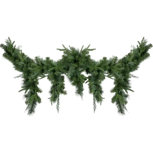 Sale 6' x 18" Mixed Pine Artificial Christmas Icicle Garland, Unlit Pre Decorated