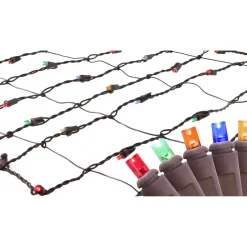 Clearance 2' x 8' Multi-Color LED Net Style Christmas Lights - Brown Wire Novelty