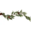 5' x 10" Pine and Blueberry Christmas Garland with Pinecones, Unlit Pre Decorated