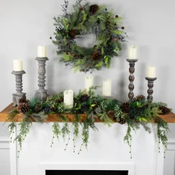 Discount 5' x 6" Pine Cone and Cedar Artificial Christmas Garland, Unlit Unlit