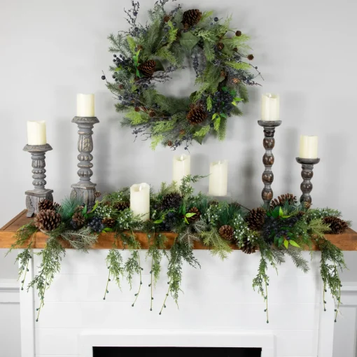 Discount 5' x 6" Pine Cone and Cedar Artificial Christmas Garland, Unlit Unlit