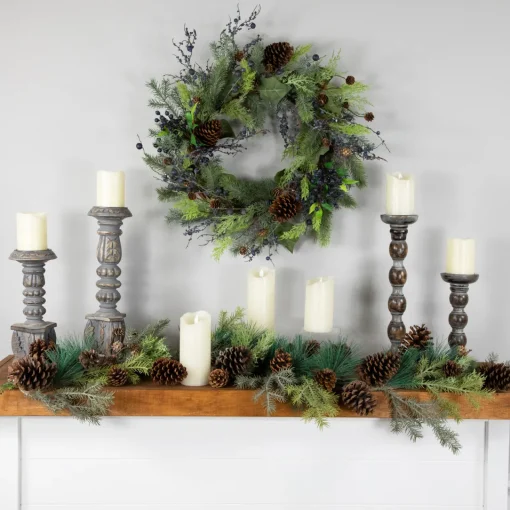 Discount 5' x 6" Pine Cone and Cedar Artificial Christmas Garland, Unlit Unlit