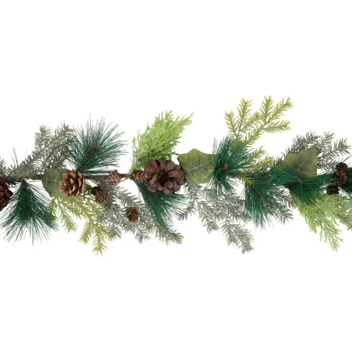 Discount 5' x 6" Pine Cone and Cedar Artificial Christmas Garland, Unlit Unlit