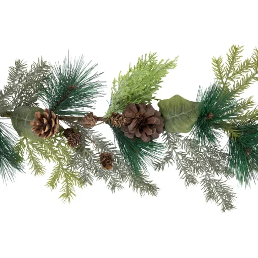 Discount 5' x 6" Pine Cone and Cedar Artificial Christmas Garland, Unlit Unlit