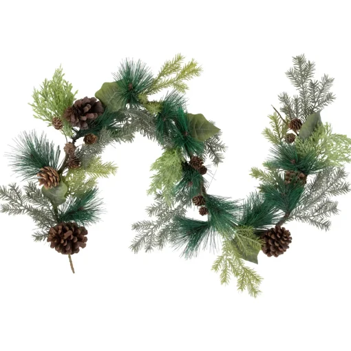 Discount 5' x 6" Pine Cone and Cedar Artificial Christmas Garland, Unlit Unlit