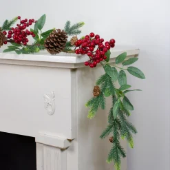 Clearance 5' x 4.75" Pine Springs, Berries and Pine Cones Artificial Christmas Garland - Unlit Pre Decorated