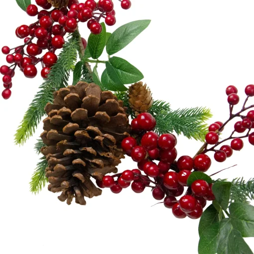 Clearance 5' x 4.75" Pine Springs, Berries and Pine Cones Artificial Christmas Garland - Unlit Pre Decorated