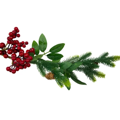 Clearance 5' x 4.75" Pine Springs, Berries and Pine Cones Artificial Christmas Garland - Unlit Pre Decorated
