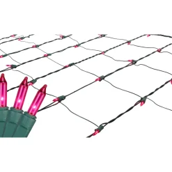 Discount 4' x 6' Pink Mini Incandescent Net Style Christmas Net Lights - Green Wire Net Lights