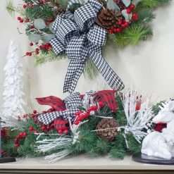 Hot 6' x 12" Plaid and Houndstooth and Berries Artificial Christmas Garland - Unlit Pre Decorated