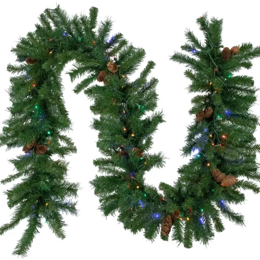 Outlet 9' x 16" Pre-Lit Dakota Red Pine Artificial Christmas Garland, Multi LED Lights Pre Lit
