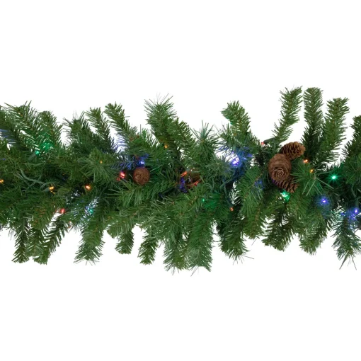 Outlet 9' x 16" Pre-Lit Dakota Red Pine Artificial Christmas Garland, Multi LED Lights Pre Lit
