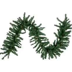 Sale 9' x 20" Pre-Lit Green Artificial Pine Christmas Garland, Warm White LED Lights Pre Lit