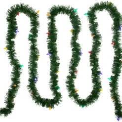 Hot 18' x 3" Pre-Lit Pine Artificial Christmas Garland, Multicolor LED Faceted Lights Pre Lit