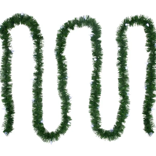 Clearance 18' x 3" Pre-Lit Pine Artificial Christmas Garland, Pure White LED Faceted Lights Pre Lit
