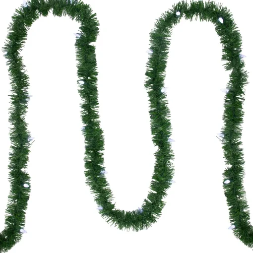 Clearance 18' x 3" Pre-Lit Pine Artificial Christmas Garland, Pure White LED Faceted Lights Pre Lit